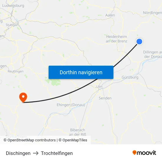 Dischingen to Trochtelfingen map