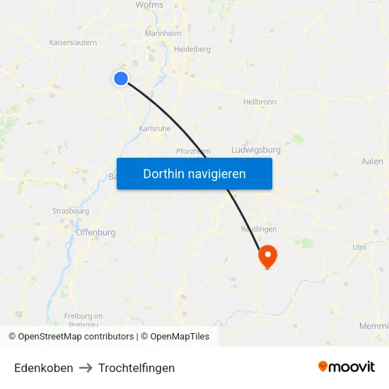 Edenkoben to Trochtelfingen map