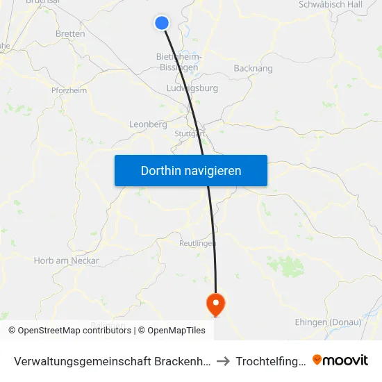 Verwaltungsgemeinschaft Brackenheim to Trochtelfingen map