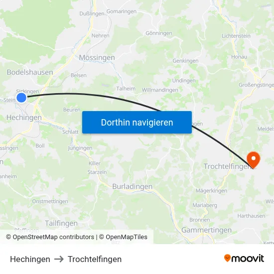 Hechingen to Trochtelfingen map