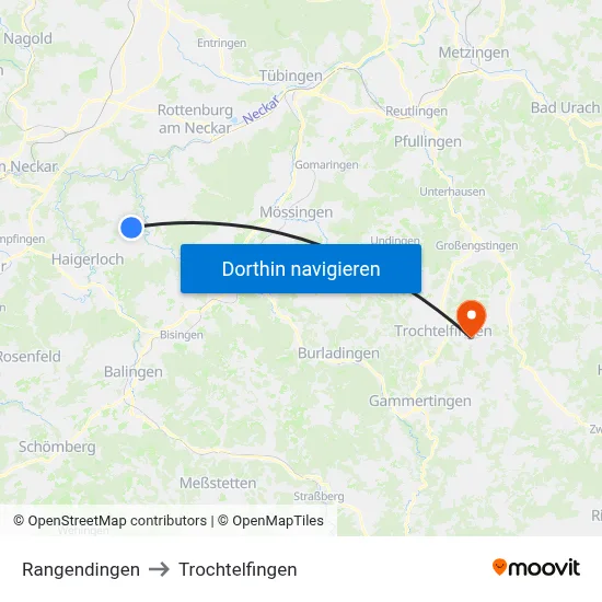 Rangendingen to Trochtelfingen map