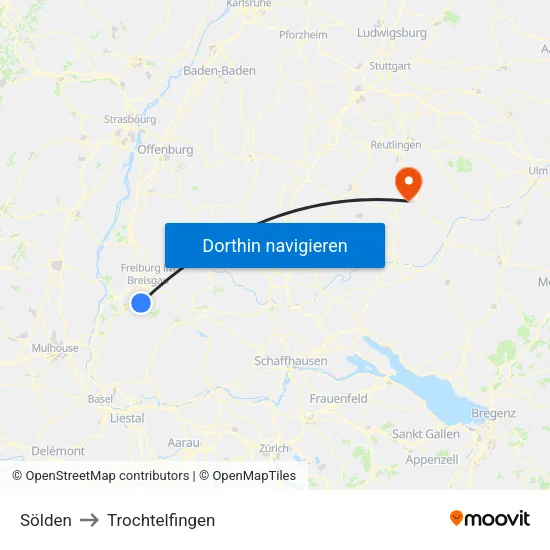 Sölden to Trochtelfingen map