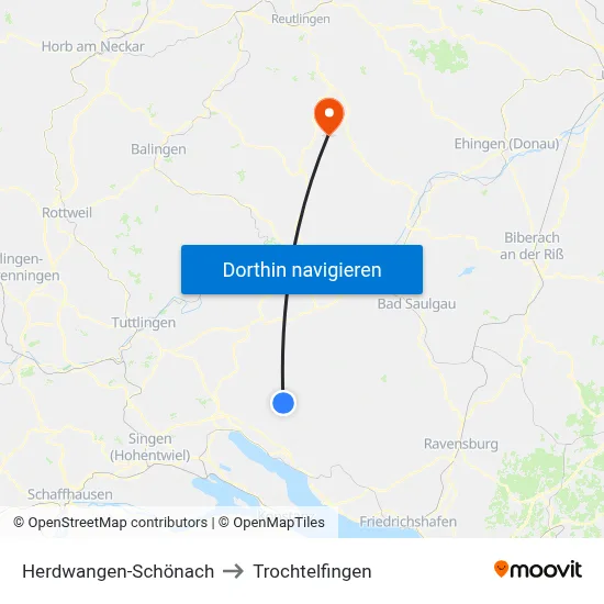 Herdwangen-Schönach to Trochtelfingen map