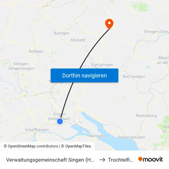 Verwaltungsgemeinschaft Singen (Hohentwiel) to Trochtelfingen map