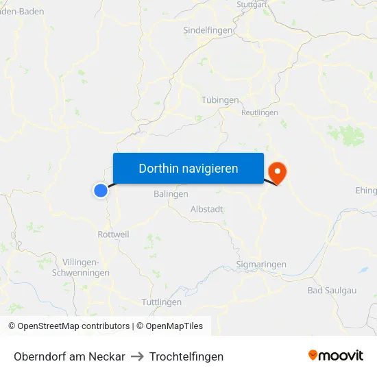 Oberndorf am Neckar to Trochtelfingen map
