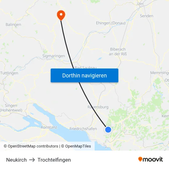 Neukirch to Trochtelfingen map