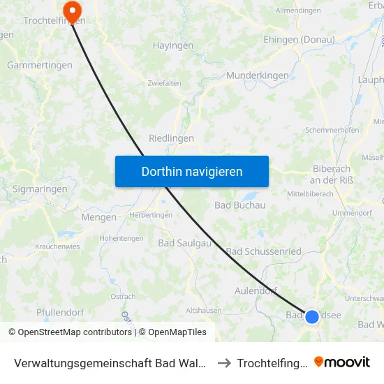Verwaltungsgemeinschaft Bad Waldsee to Trochtelfingen map