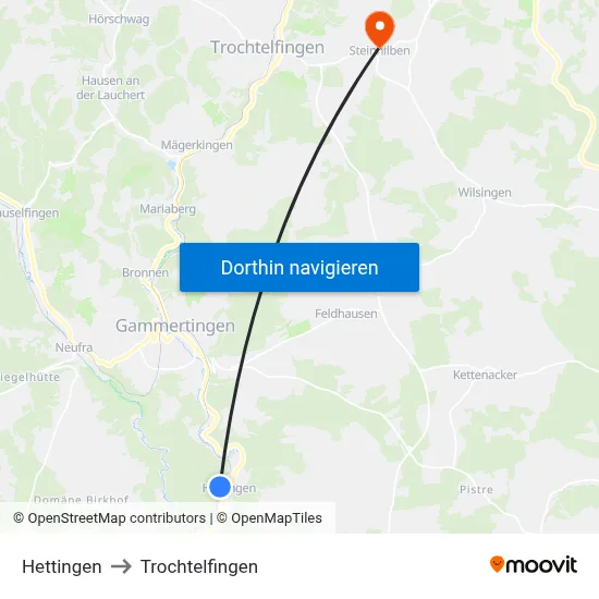 Hettingen to Trochtelfingen map