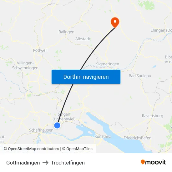 Gottmadingen to Trochtelfingen map
