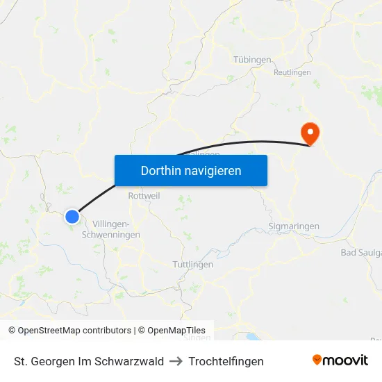 St. Georgen Im Schwarzwald to Trochtelfingen map