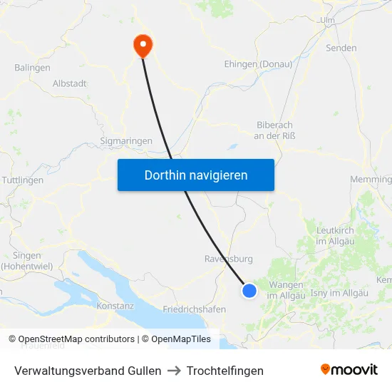 Verwaltungsverband Gullen to Trochtelfingen map