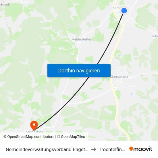 Gemeindeverwaltungsverband Engstingen to Trochtelfingen map