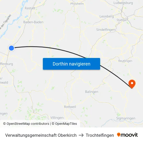 Verwaltungsgemeinschaft Oberkirch to Trochtelfingen map