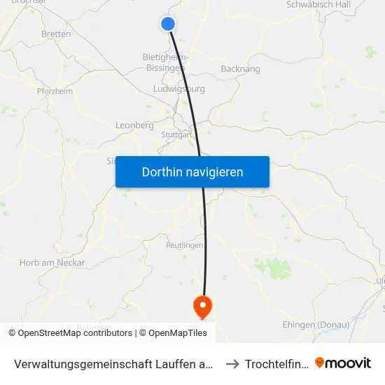 Verwaltungsgemeinschaft Lauffen am Neckar to Trochtelfingen map