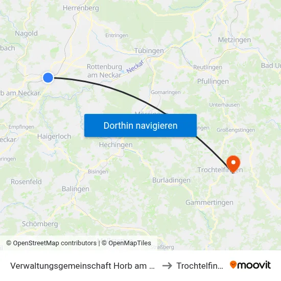 Verwaltungsgemeinschaft Horb am Neckar to Trochtelfingen map