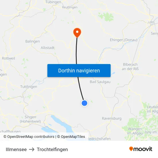 Illmensee to Trochtelfingen map