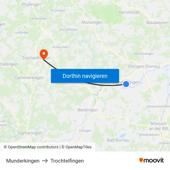 Munderkingen to Trochtelfingen map