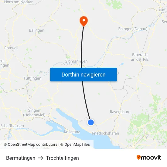 Bermatingen to Trochtelfingen map