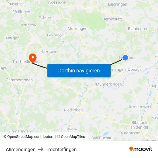 Allmendingen to Trochtelfingen map