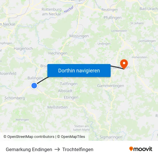 Gemarkung Endingen to Trochtelfingen map