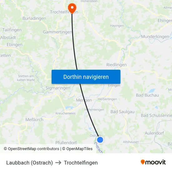 Laubbach (Ostrach) to Trochtelfingen map