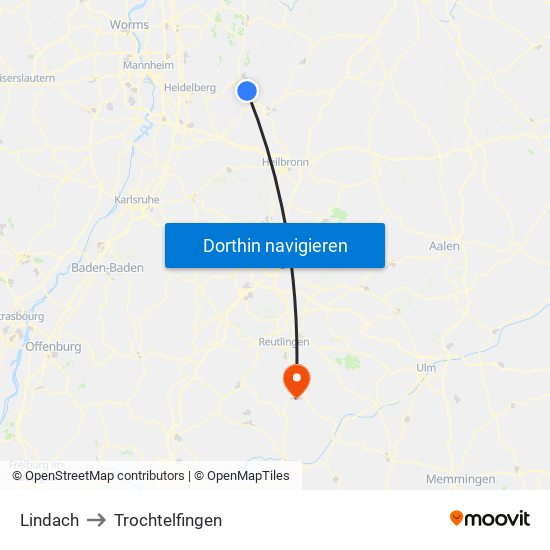 Lindach to Trochtelfingen map