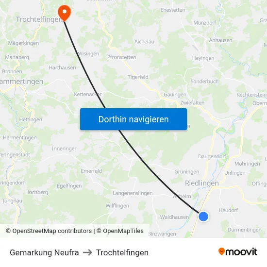 Gemarkung Neufra to Trochtelfingen map