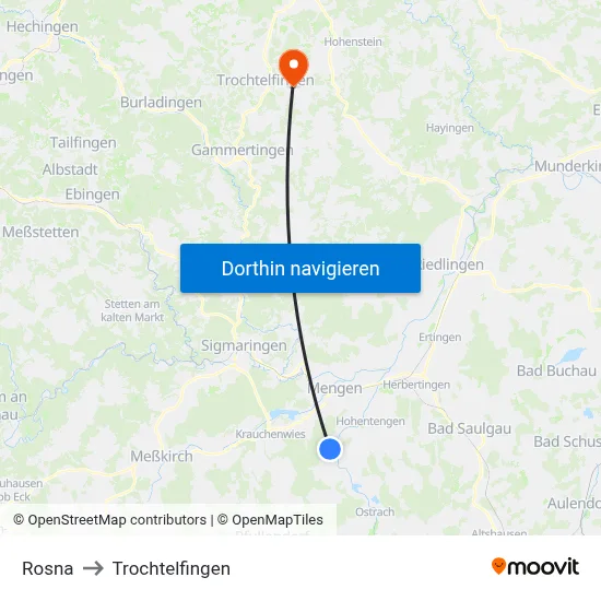 Rosna to Trochtelfingen map