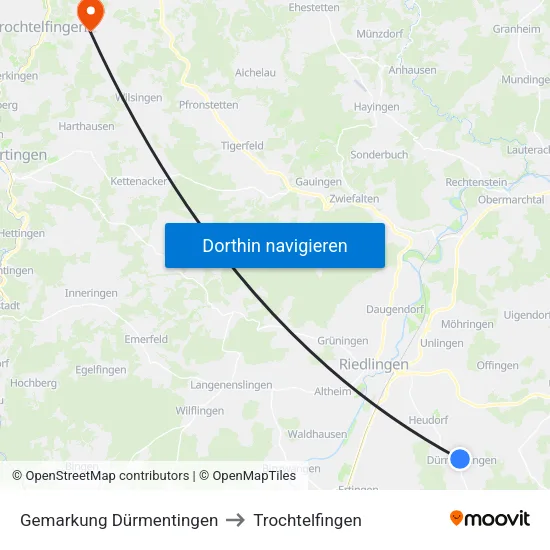 Gemarkung Dürmentingen to Trochtelfingen map