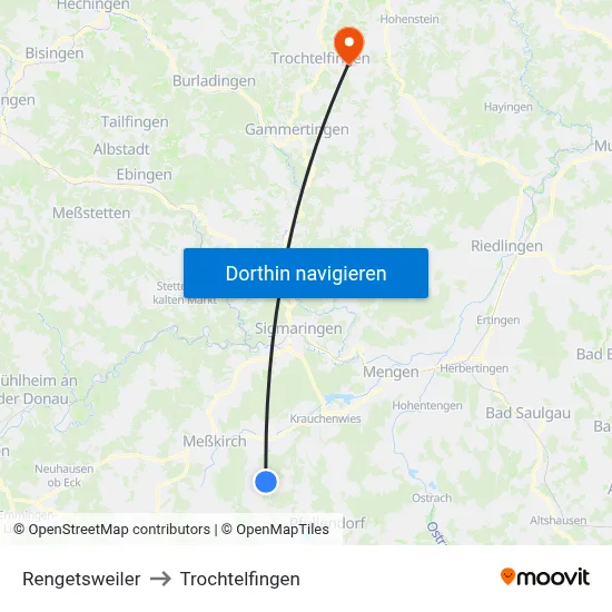 Rengetsweiler to Trochtelfingen map