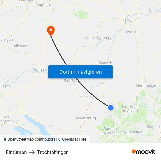 Eintürnen to Trochtelfingen map