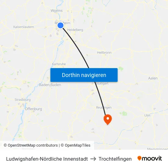 Ludwigshafen-Nördliche Innenstadt to Trochtelfingen map