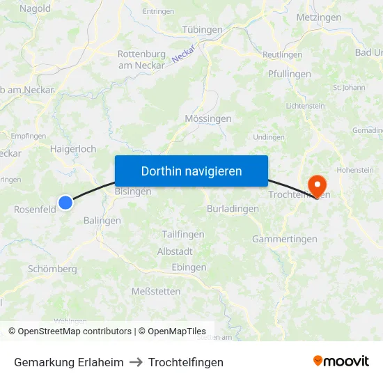 Gemarkung Erlaheim to Trochtelfingen map