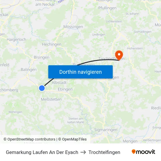 Gemarkung Laufen An Der Eyach to Trochtelfingen map
