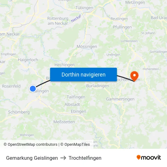 Gemarkung Geislingen to Trochtelfingen map