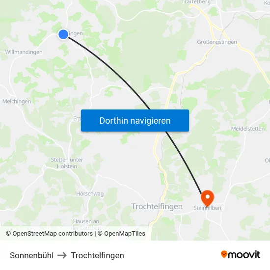 Sonnenbühl to Trochtelfingen map