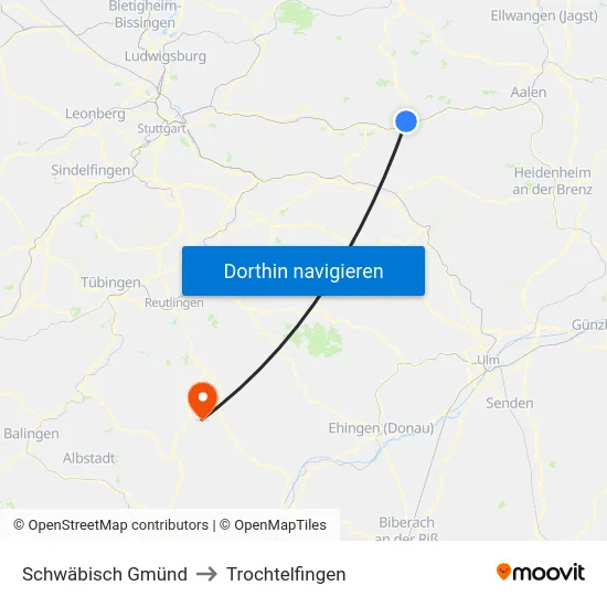 Schwäbisch Gmünd to Trochtelfingen map