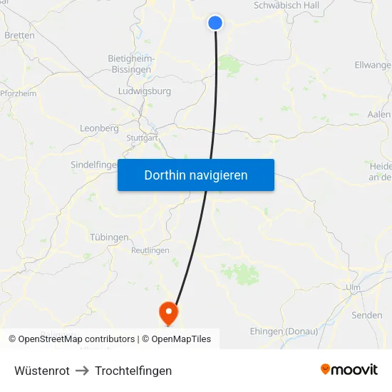 Wüstenrot to Trochtelfingen map