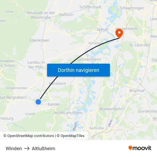 Winden to Altlußheim map