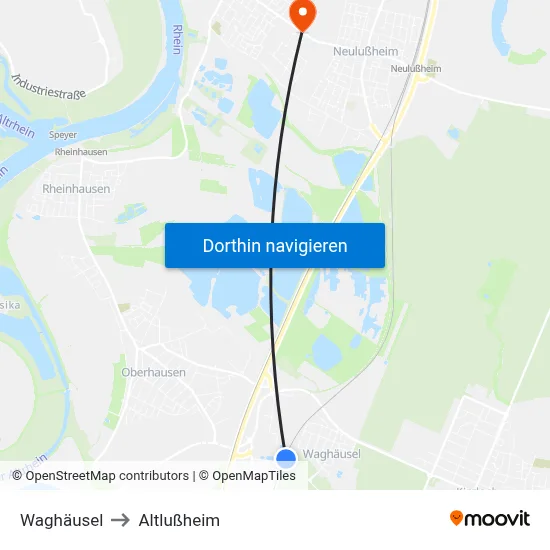 Waghäusel to Altlußheim map