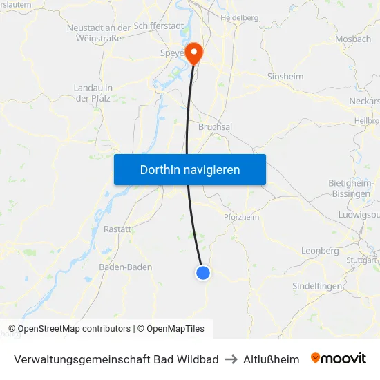Verwaltungsgemeinschaft Bad Wildbad to Altlußheim map