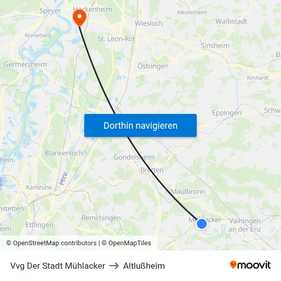 Vvg Der Stadt Mühlacker to Altlußheim map
