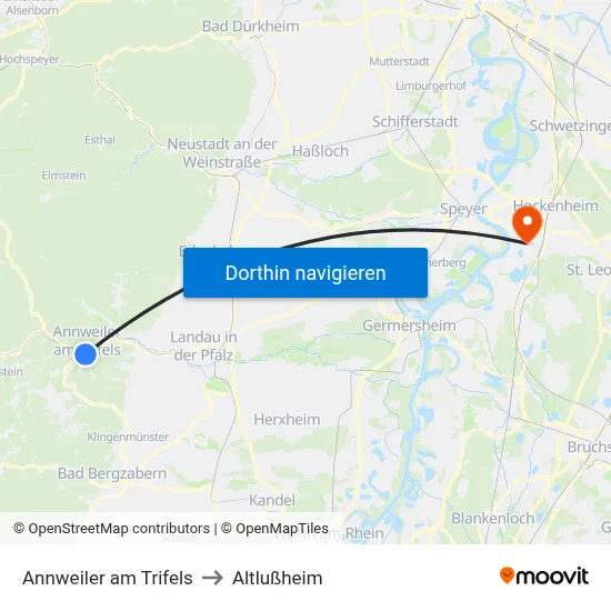 Annweiler am Trifels to Altlußheim map