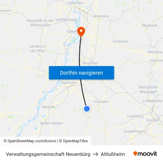 Verwaltungsgemeinschaft Neuenbürg to Altlußheim map