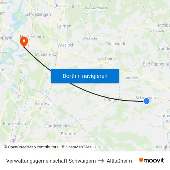 Verwaltungsgemeinschaft Schwaigern to Altlußheim map