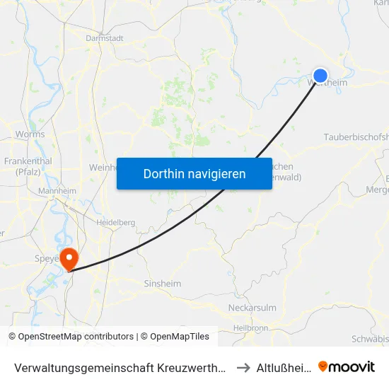 Verwaltungsgemeinschaft Kreuzwertheim to Altlußheim map