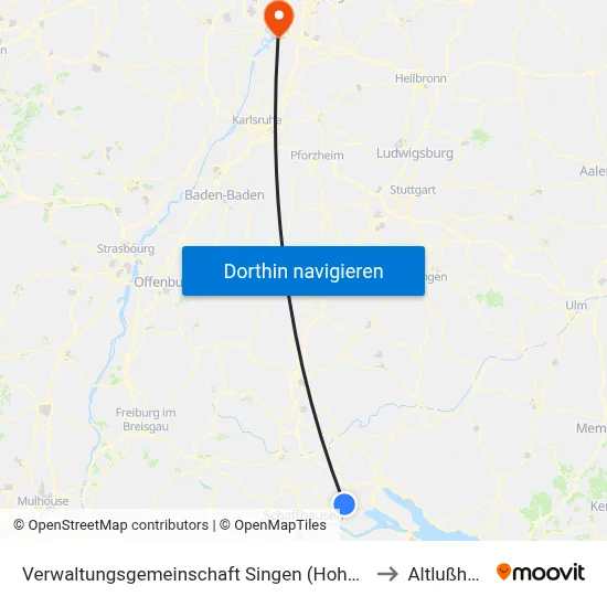 Verwaltungsgemeinschaft Singen (Hohentwiel) to Altlußheim map