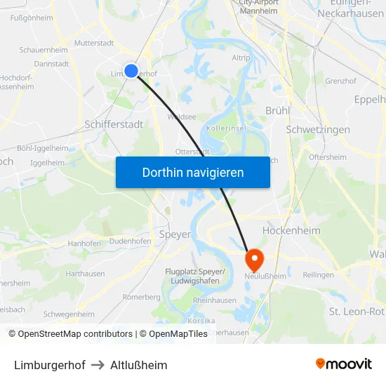 Limburgerhof to Altlußheim map