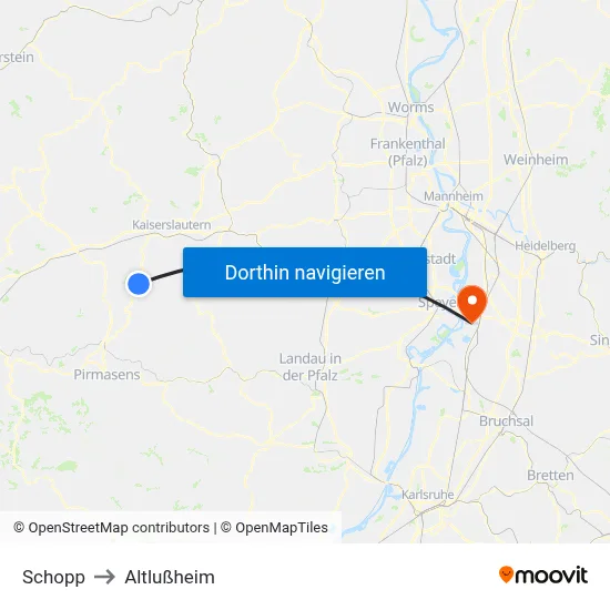 Schopp to Altlußheim map