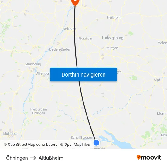 Öhningen to Altlußheim map